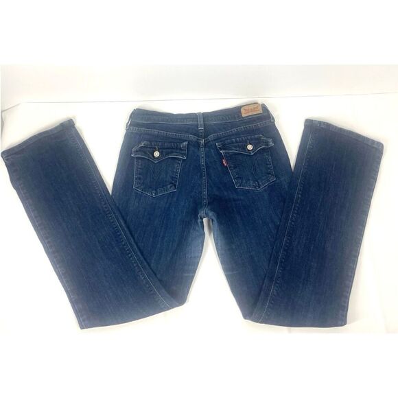 Levi’s 515 Mid Rise Boot Cut Jeans Button Flap Pockets Dark Wash Women Size 8 - Picture 4 of 5